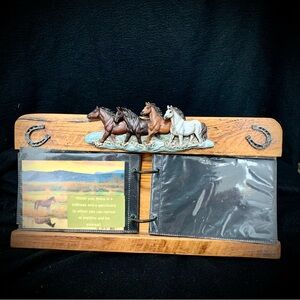 🐎Rustic Wooden Horse Photo Frame Album – 2-Ring Binder Style